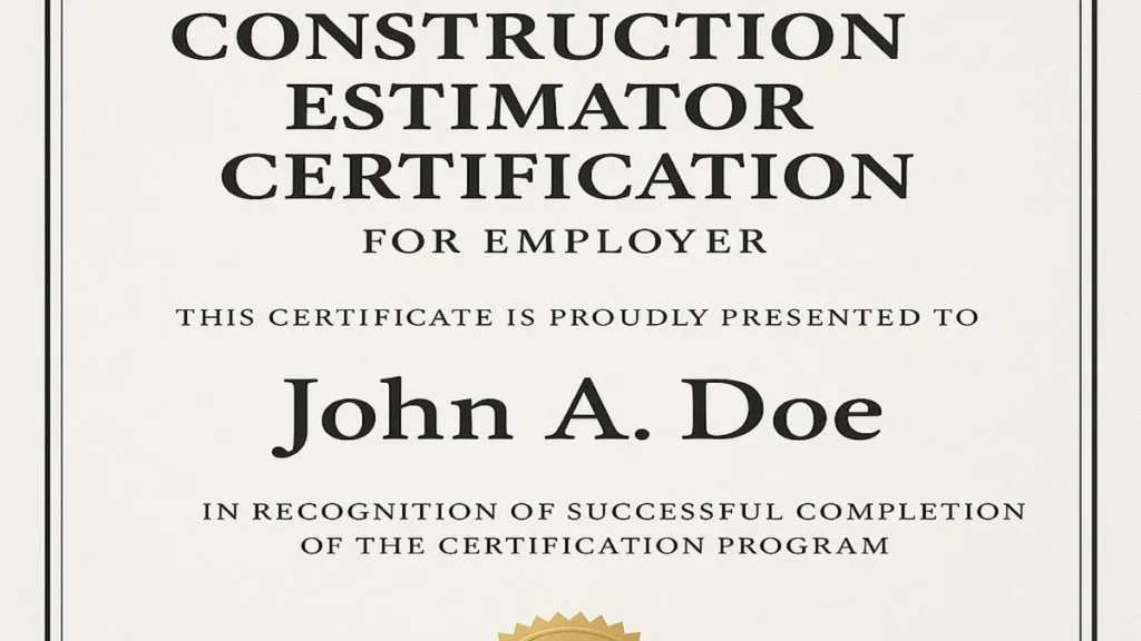 Construction Estimator Certifications